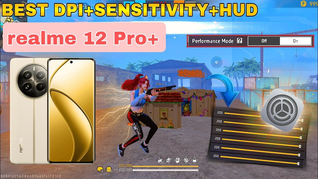 ⚙️ Realmi 12 pro+ Free fire Best Dpi+Sensvity+Hud !! Realmi 12 pro+ Free fire +Bgmi
