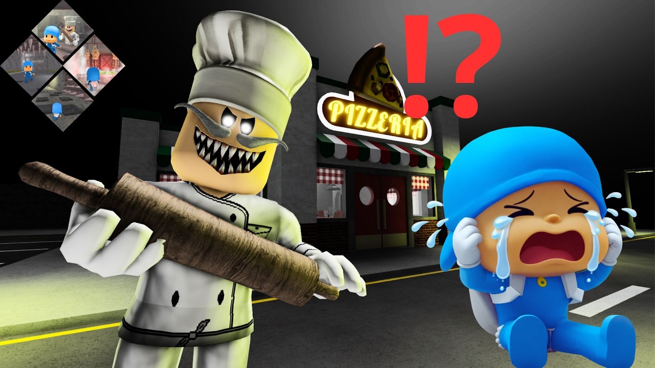 Pocoyo играет в Papa Pizza's Pizzeria, смешные моменты | ROBLOX