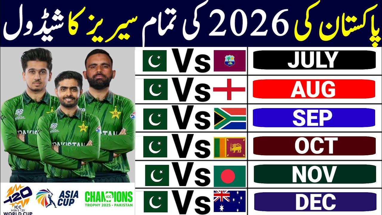 Pakistan All Series Schedule 2026 | Pakistan Upcoming Series 2026 Schedule | Pakistan Next Series