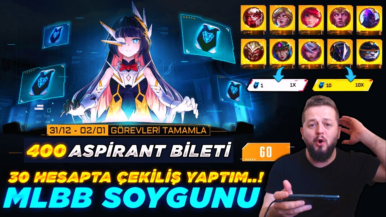 30 Hesap 400X Aspirant Bileti Çekilişi | MLBB'yi Soydum! Çıkan Kostümlere Bakın | Mobile Legends