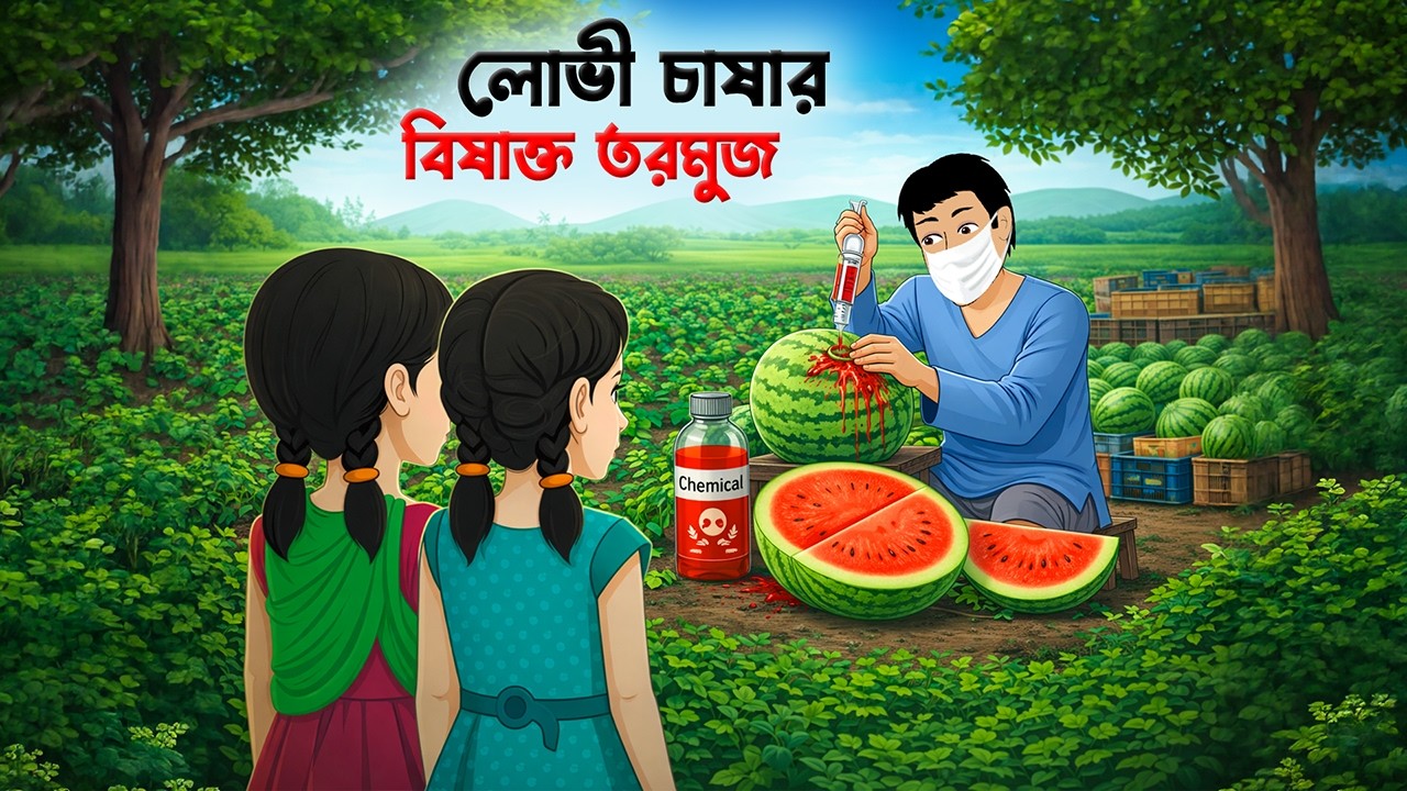 লোভী চাষার বিষাক্ত তরমুজ | Bengali Moral Story | Rojar Cartoon | Story Bird