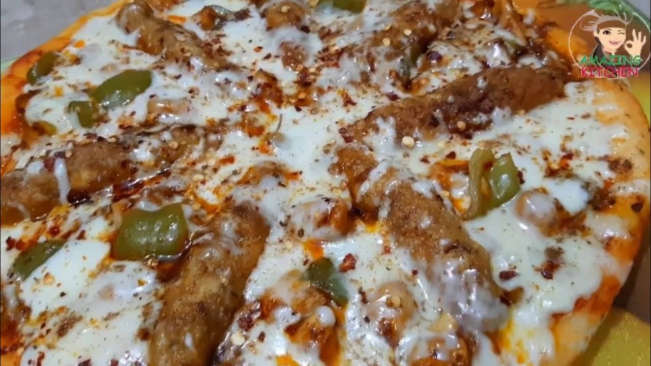 Special Chicken Bihari Pizza | Without Oven | Seekh Kabab Pizza | Amazing Kitchen