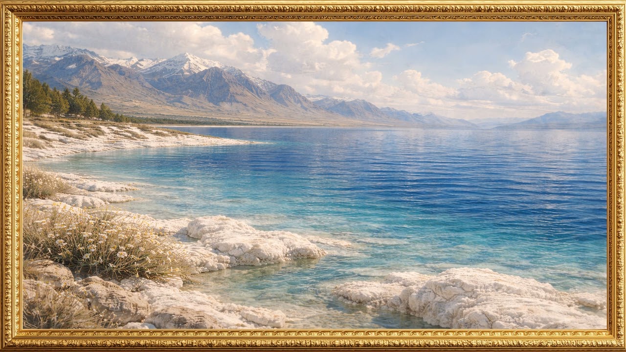 Mountain Lake Harmony | Vintage Gold Frame | 4K TV Art Screensaver