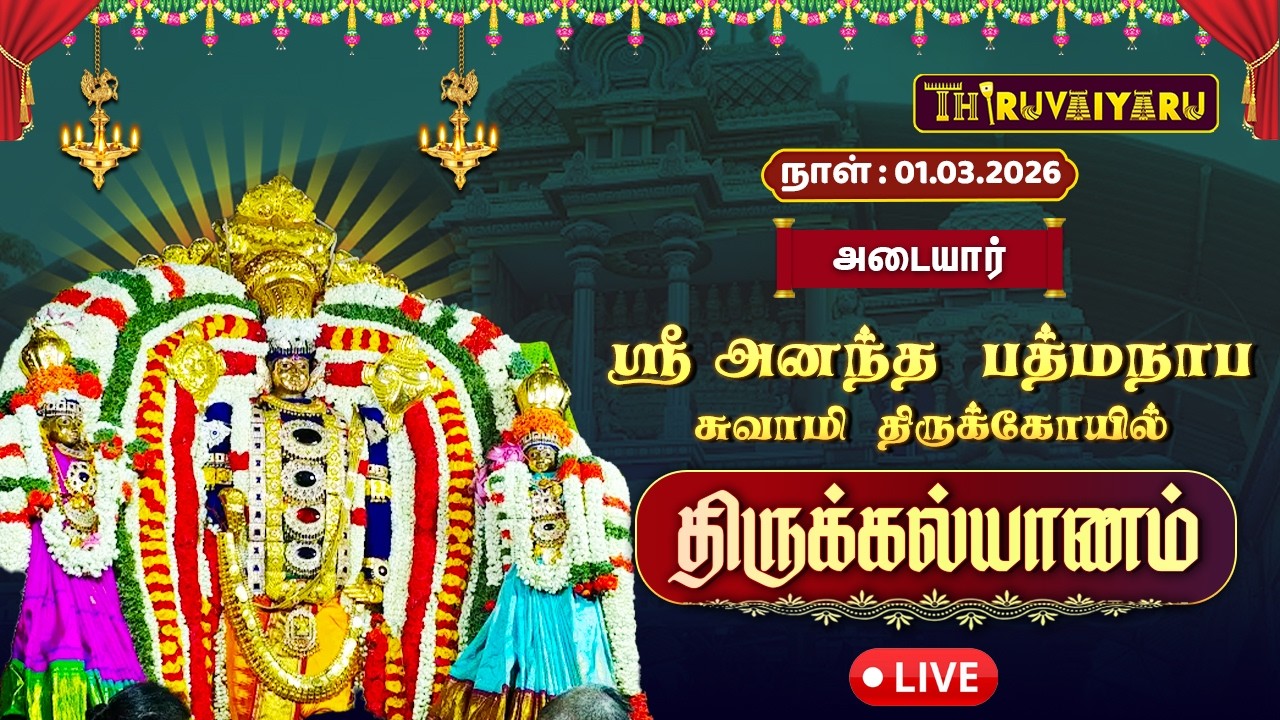 🔴LIVE : அடையார் ஸ்ரீ அனந்த பத்மநாப சுவாமி ஆலய 32வது ஆண்டு பிரம்மோத்சவம் 2026 - திருக்கல்யாணம்