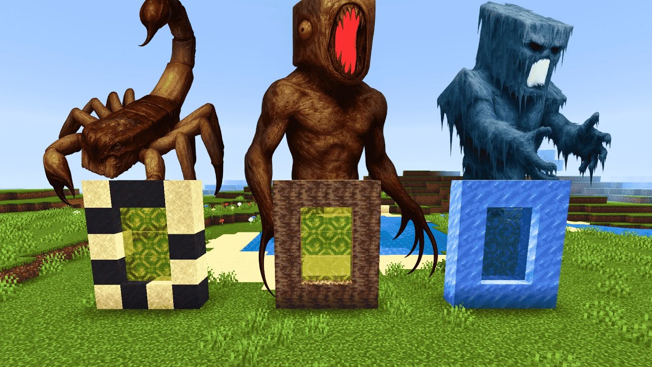 DO NOT CHOOSE THE WRONG PORTAL in Minecraft Bedrock | Scorpion Portal, Skin Portal, Ice Portal