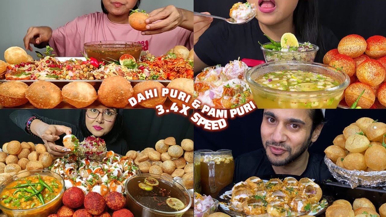 ASMR: Eating Pani Puri and Dahi Puri eating challenge 😍😋 Street food eating Mukbang