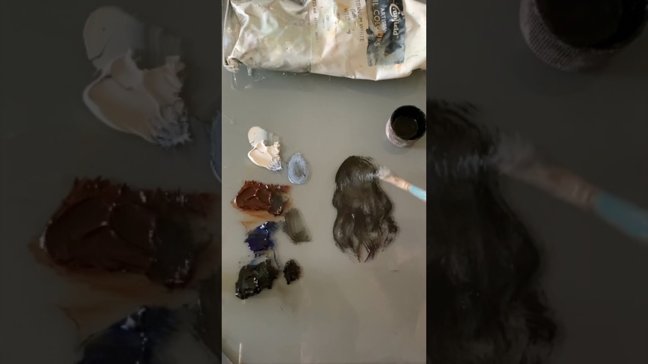 How to Paint Black Hair! 🎨 #kristygordonart #painting #colormixing #shorts