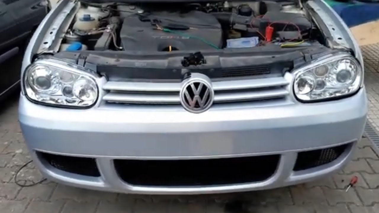 Vw Golf Mk4 R32 Look Bumper and Headlights Swap/Install !!!