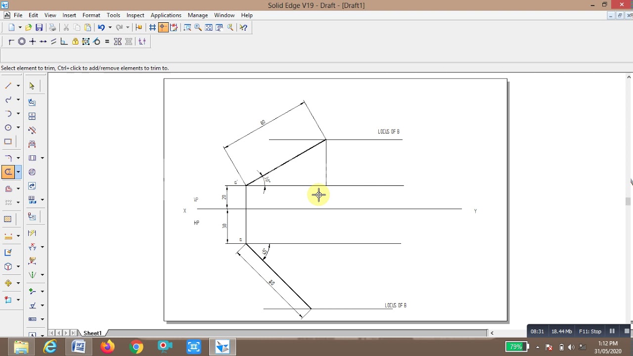 Projection of a line   using solid Edge By Prof T S Vandali