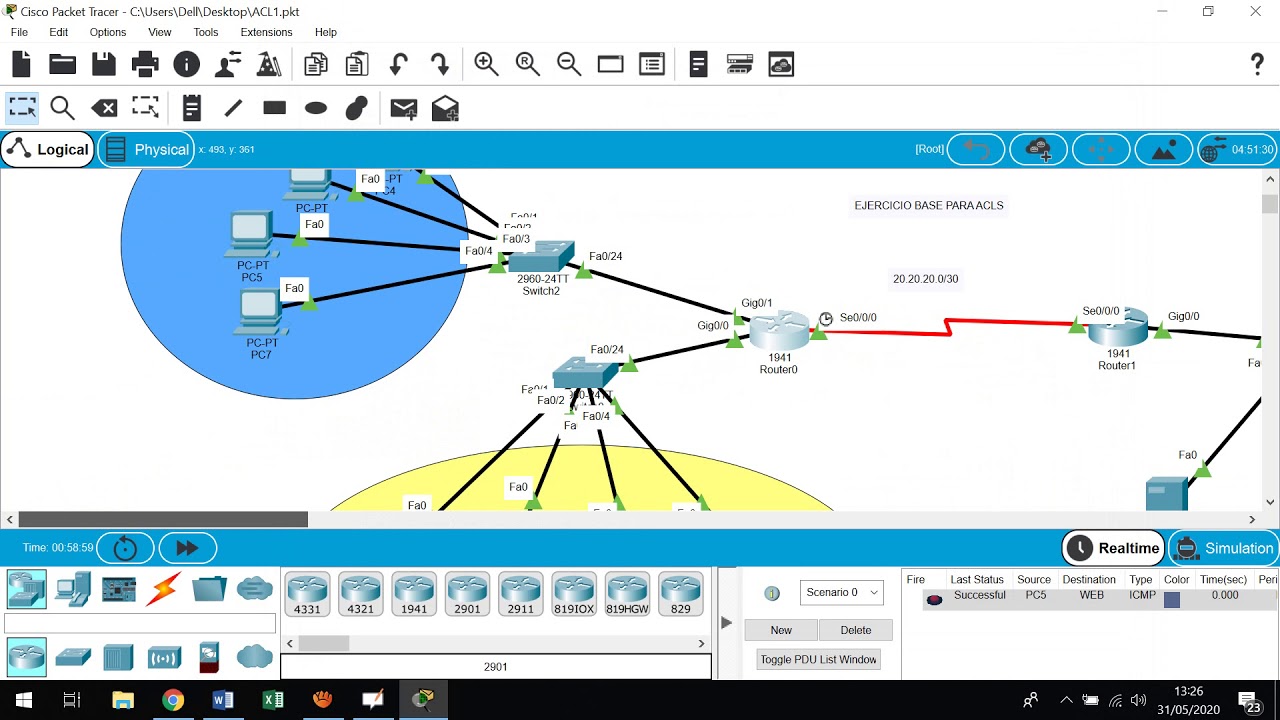 ACL   Extendida ejemplo, TELNET, WEB y DNS