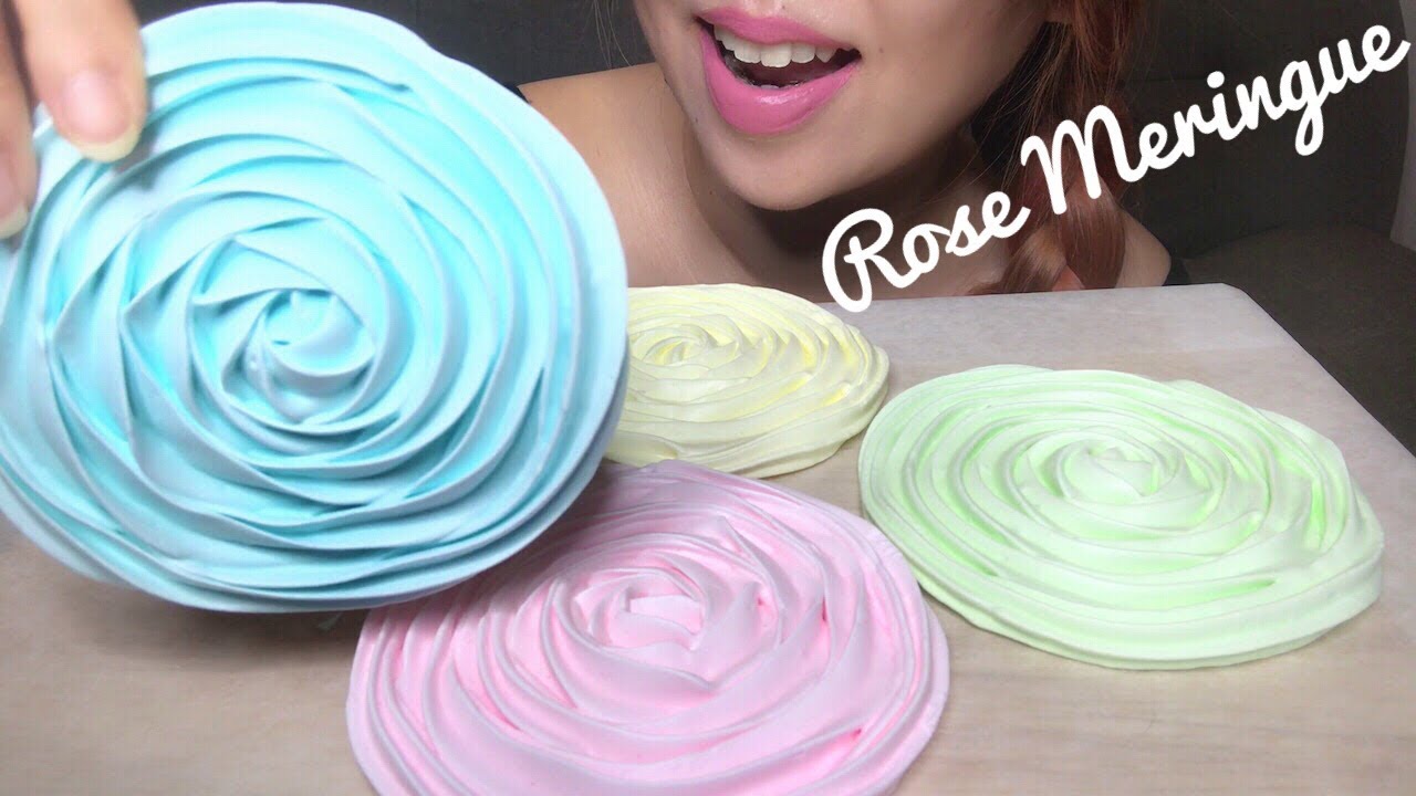 ASMR GIANT MERINGUE COOKIES 🌹| CRUNCHY EATING SOUNDS (No Talking)