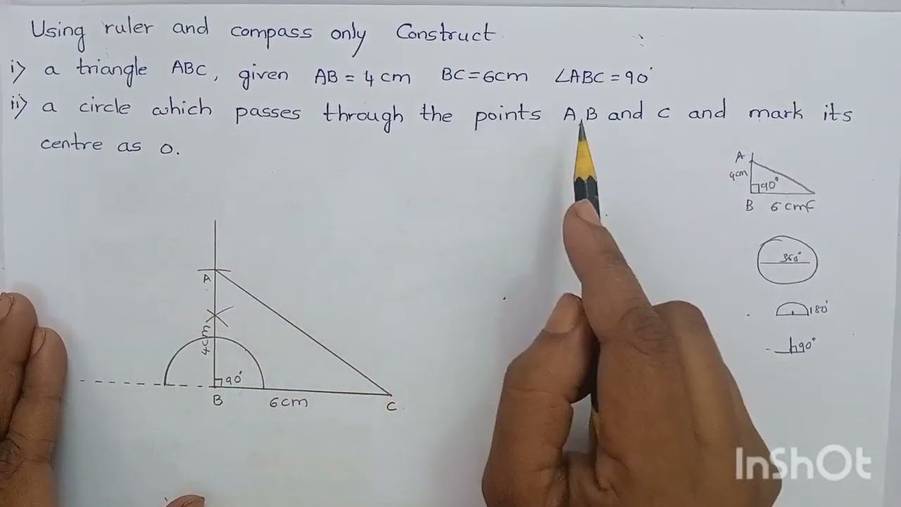 A triangle ABC, given AB=4cm BC=6cm angle ABC=90,a circle which passes through the points A,B,C