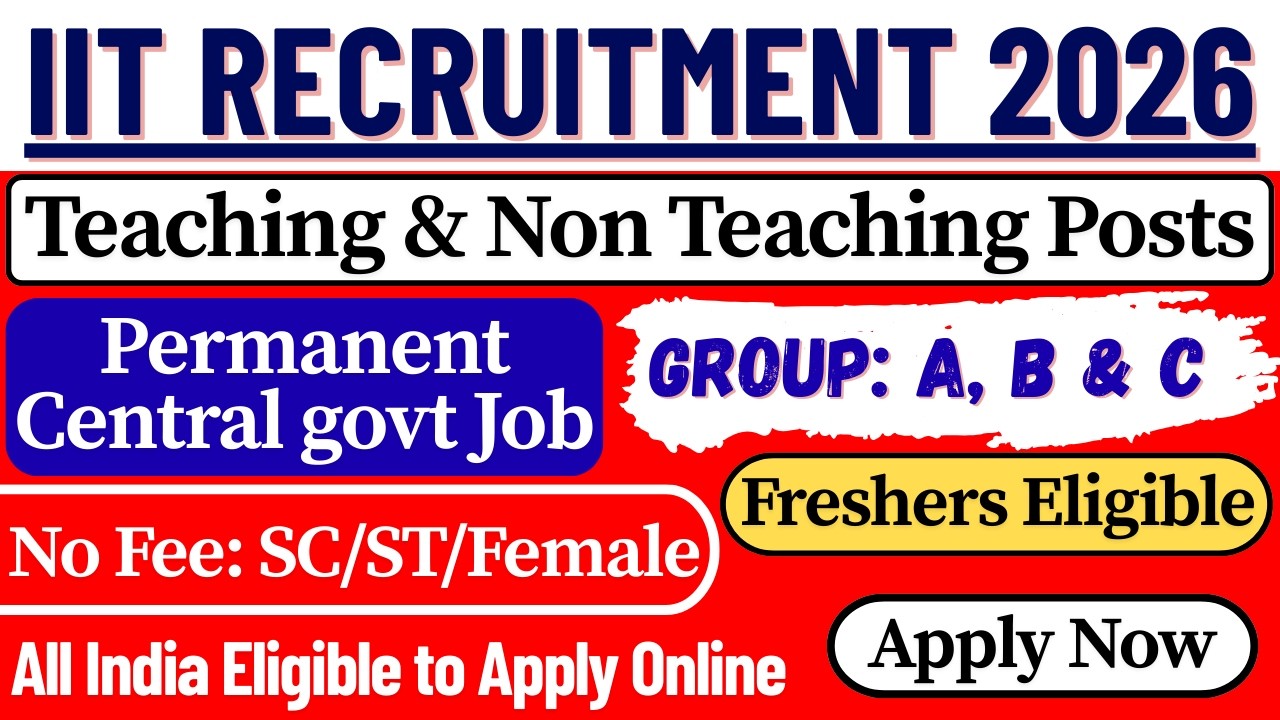✅ IIT Non Teaching Recruitment 2026 | IIT Group: A, B & C New Vacancy 2026 | Freshers Eligible