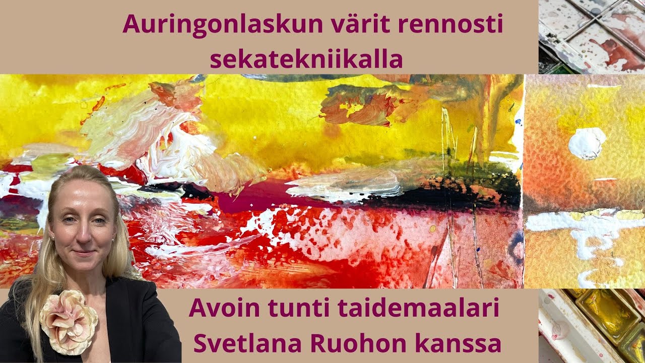 Auringonlaskun värit rennosti sekatekniikalla