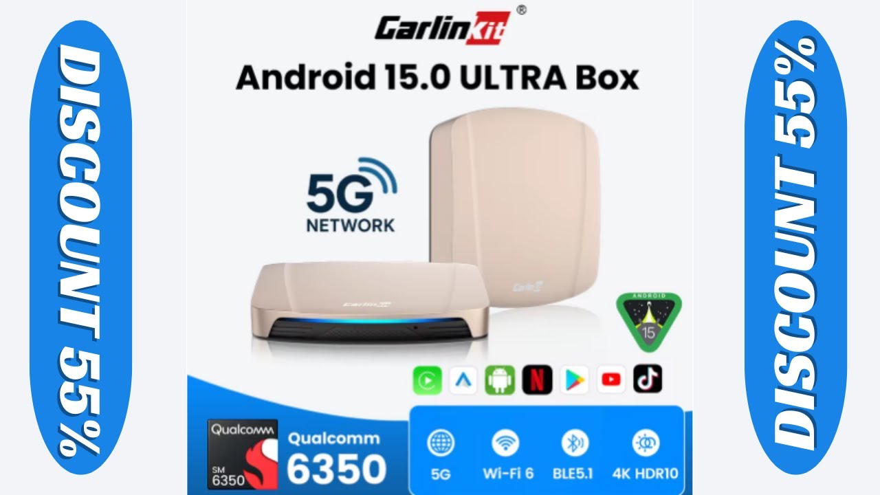 CarlinKit Android 15 Ultra Box SM6350 Ai Box CarPlay Wireless Android Auto Wireless Adapter Support