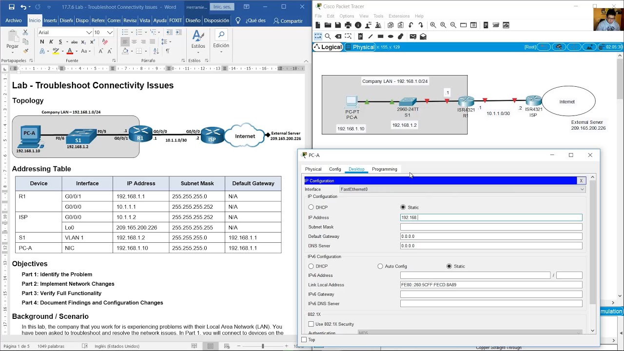 17.7.6 Lab - Troubleshoot Connectivity Issues