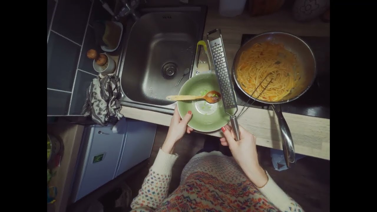 trying my best to cook pasta in my tiny kitchen