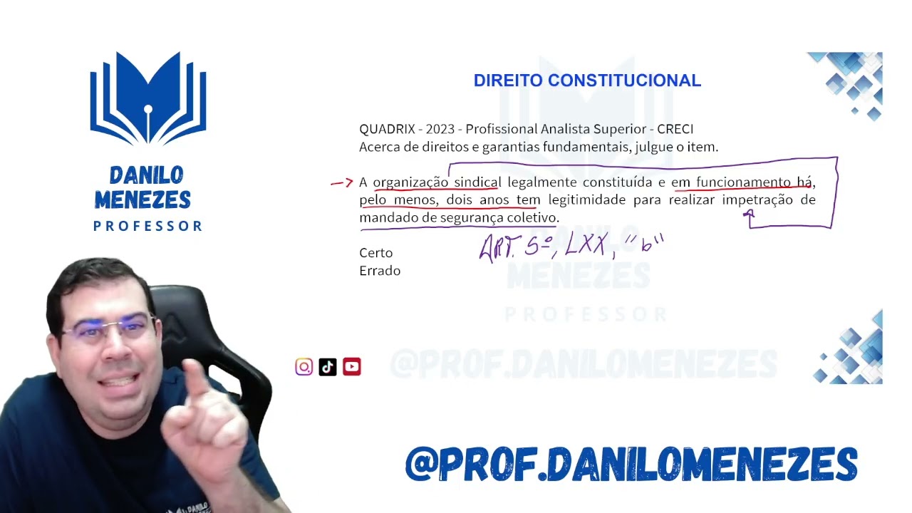 DIREITO CONSTITUCIONAL - MANDADO DE SEGURANÇA COLETIVO - SINDICATO 