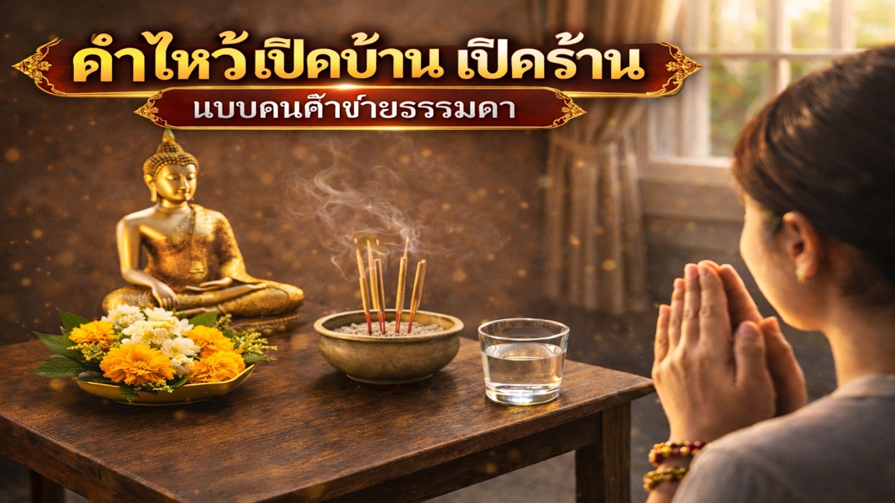 คำไหว้เปิดบ้าน เปิดร้าน แบบคนค้าขายธรรมดา | ตั้งน้ำ 1 แก้ว ชีวิตค้าขายดีขึ้น