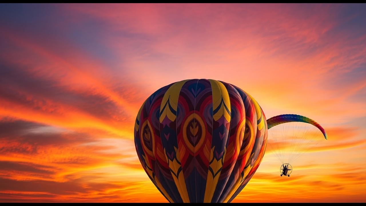 Paramotor Flying next to a hot air balloon | pilot's ppg perspective
