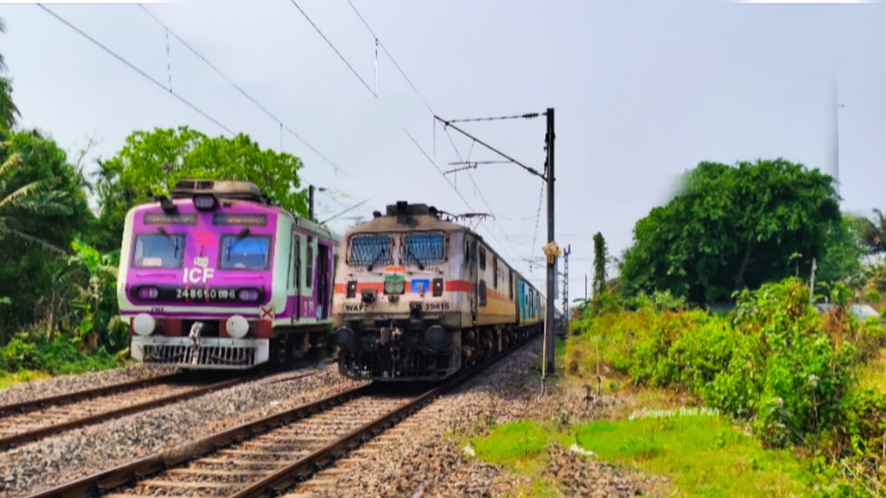 Crazy Train Crossing ⚡ Garib Rath Express & ICF Pinkey Meet at Station 🚆🔥