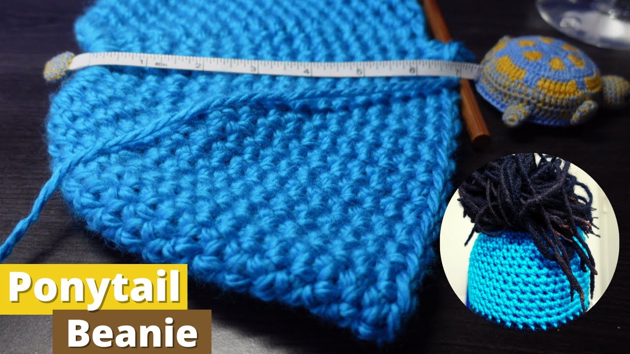 How to Crochet Easy Ponytail Beanie (Crochet for Beginners) + BONUS Trick for Messy Bun Hats!