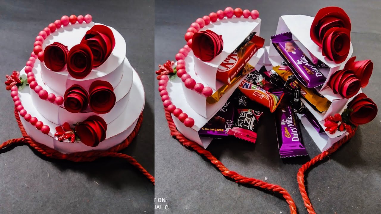 How to make chocolate cake gift box | paper cake explosion box | best gift idea