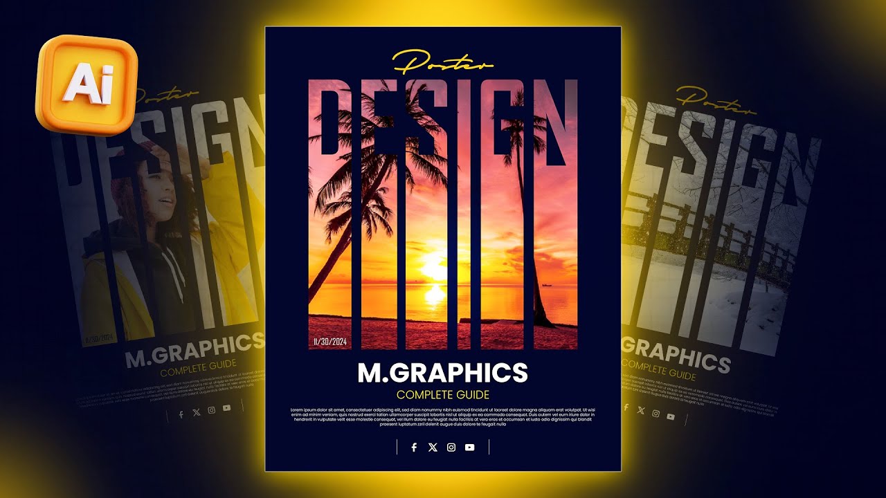 Modern Poster design in Adobe Illustrator | Creative Poster design | Adobe Illustrator