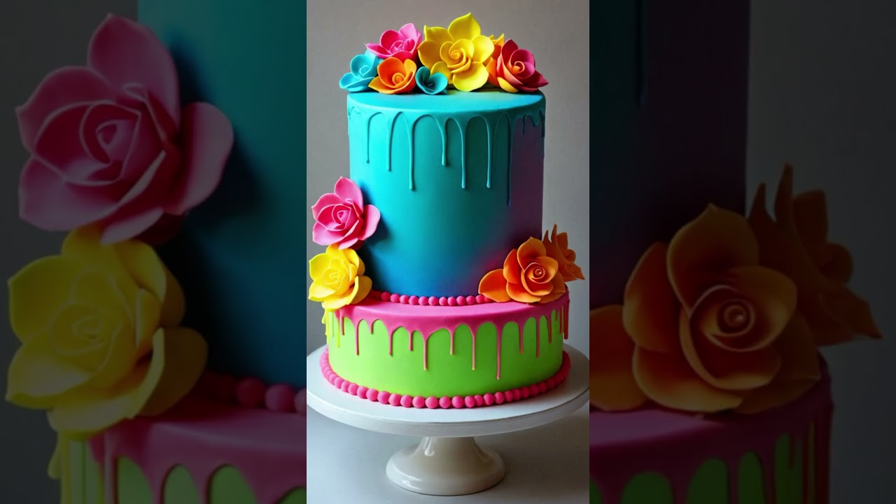 Bright Neon Cake ideas for a colorful party Birthday.