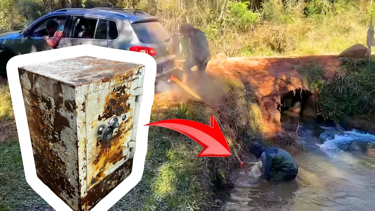 cofre resgatado dentro do rio pesca magnetica