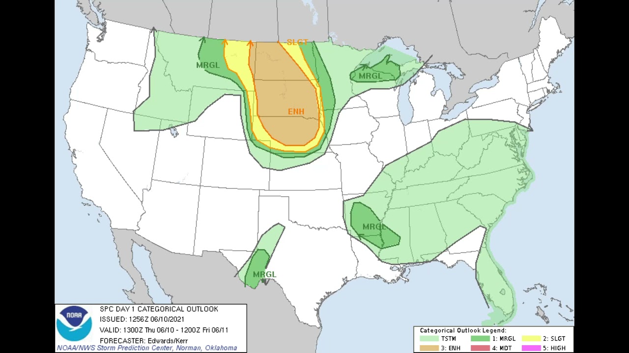 SPC 6-10-2021 Enhanced Risk for Severe Weather