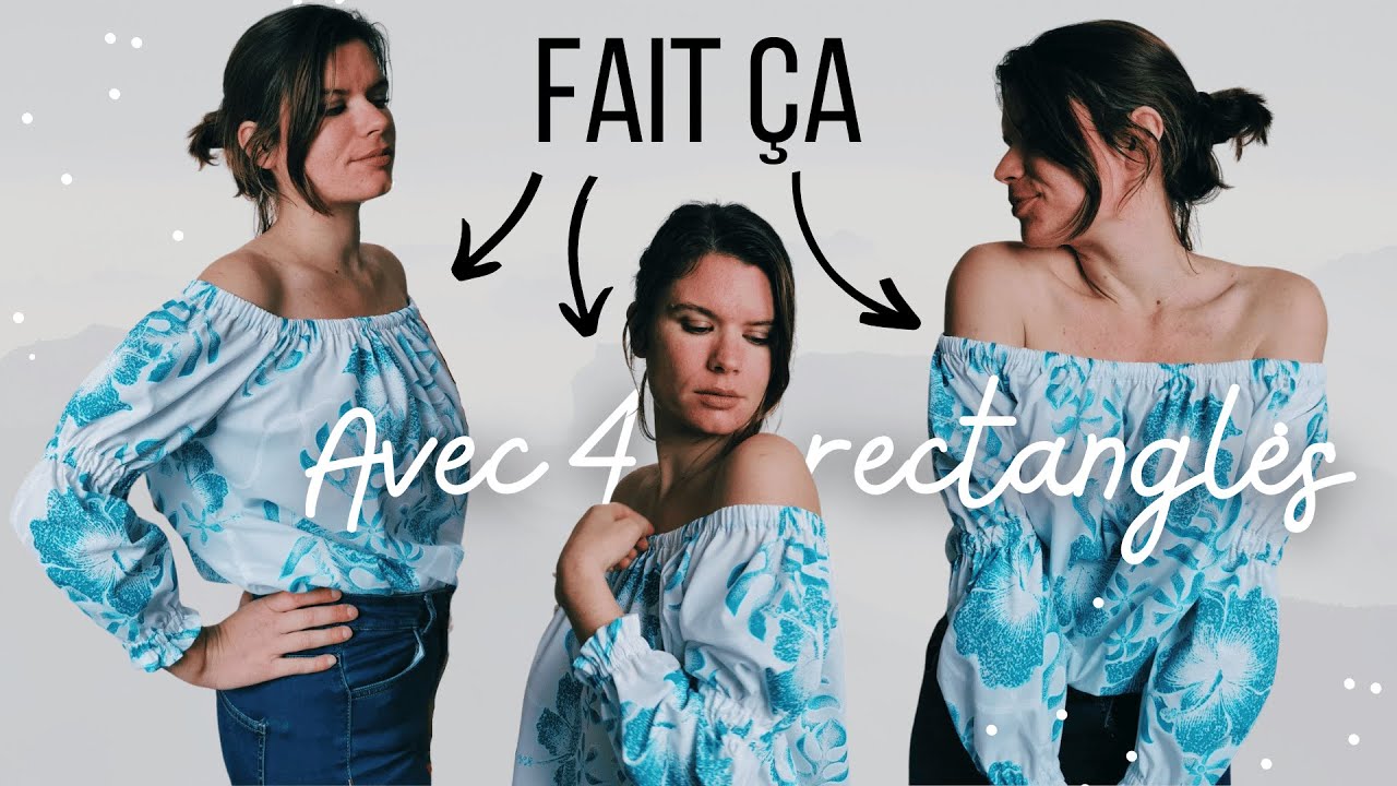Coudre une blouse aux épaules dénudées et manches élastiquées sans patron 🧵