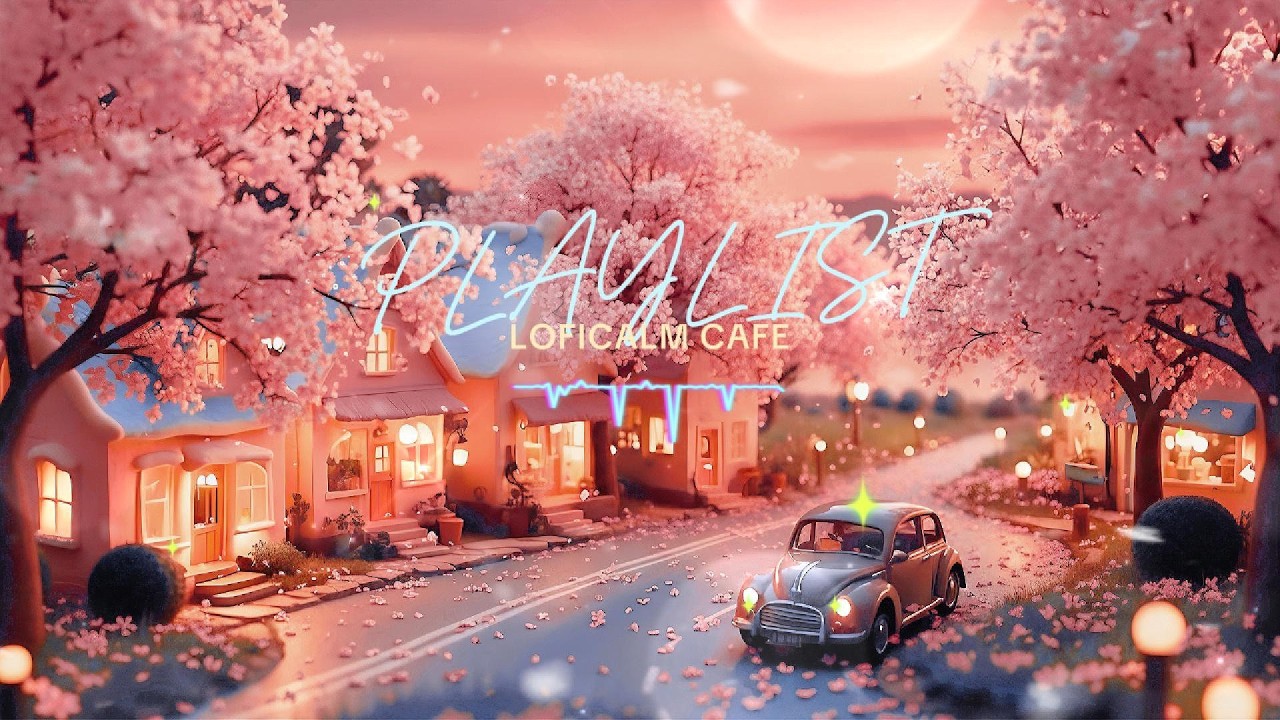 🌸A  Cozy Sunset Drive Through Cherry Blossom Town 🚗 | Calm 90s Anime Lofi | Spring at LOFICALM Café🌸