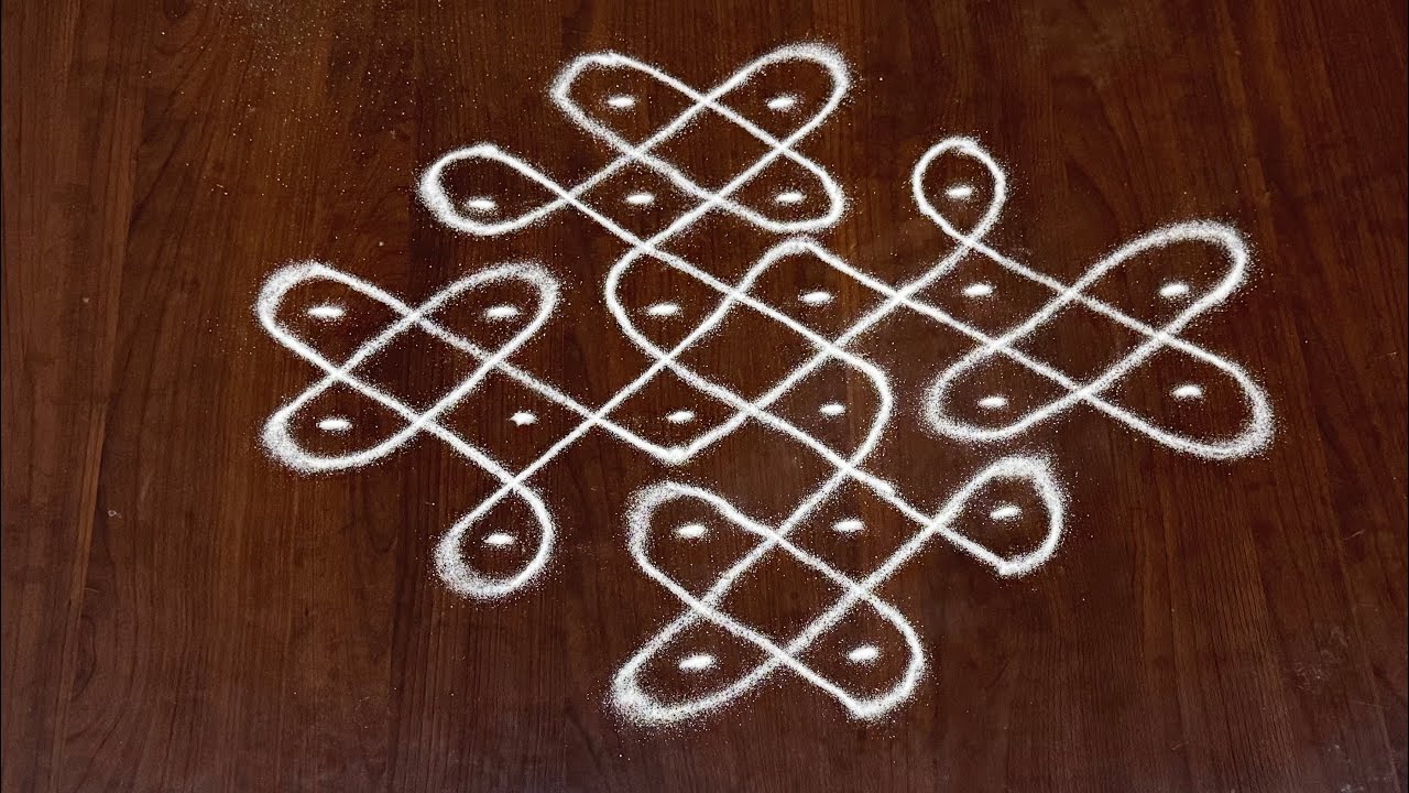 | Simple Daily Rangoli | 6*2*2 Dots Melikala Muggulu | perfect rangoli |