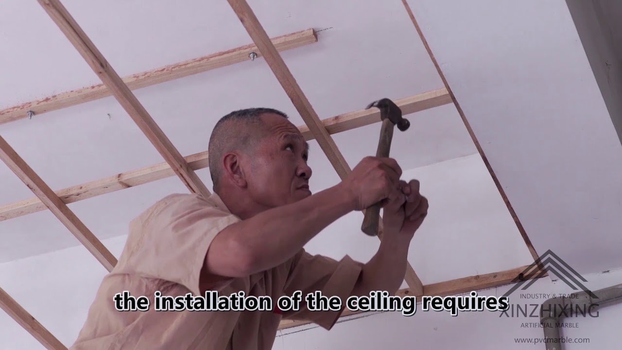 Pvc marble background wall and ceiling installation