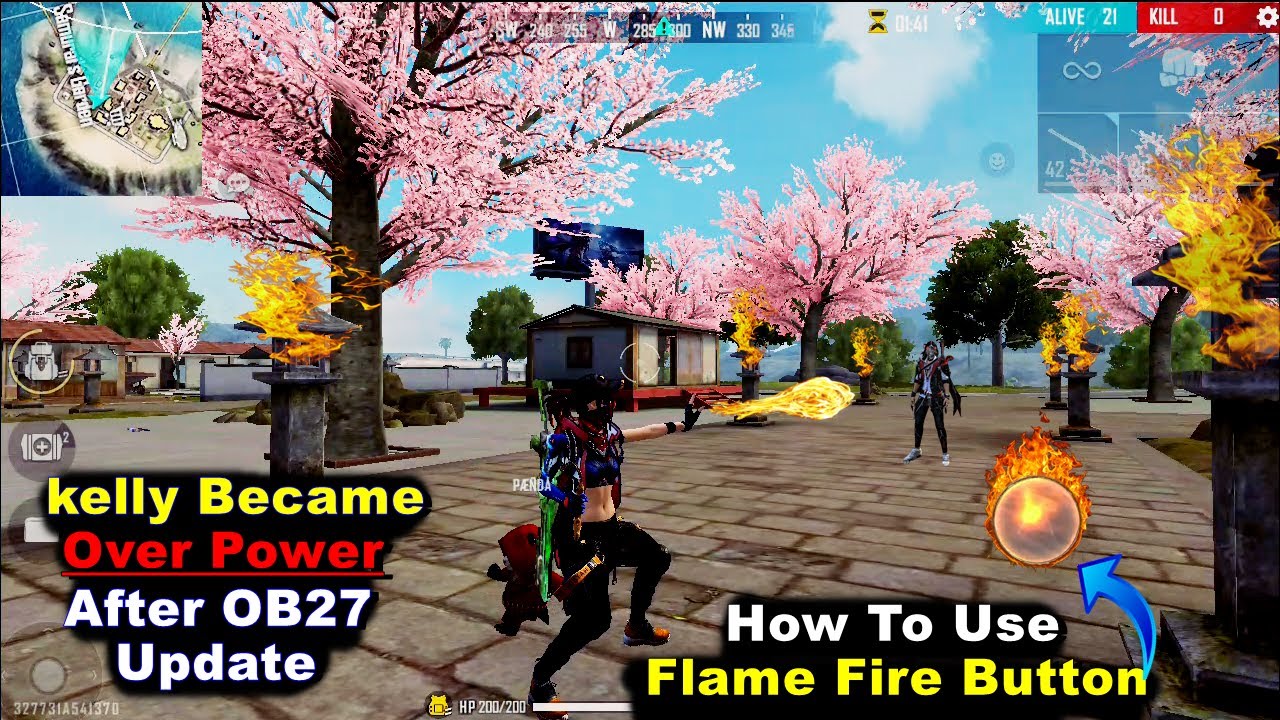 How to use Kelly flame  fire button , kelly  became more powerfull after ob27 update , free fire