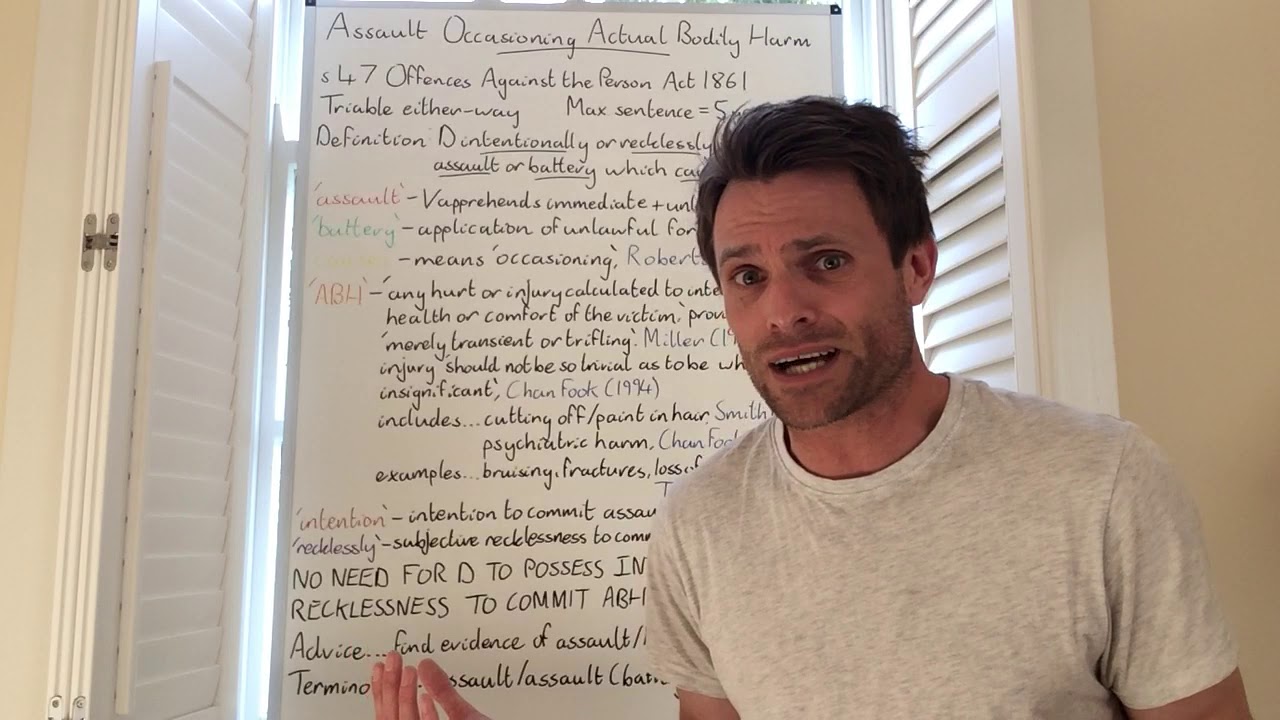 Law - Assault occasioning actual bodily harm explained
