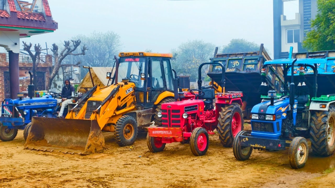 JCB 3dx Loading Mud| Swaraj Trolly Accident| New Holland 5500 Accident While Working| Kubota