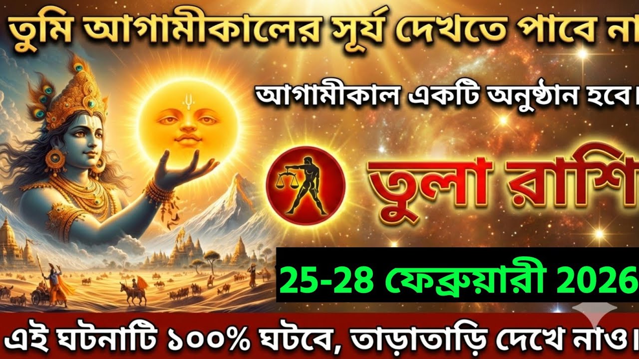 তুলা রাশি,১৯-২০ ফেব্রুয়ারী, ২০২৬ আগামীকালের সূর্য দেখতে পাবে না, একসাথে তিনটি বড় দুর্ঘটনা 