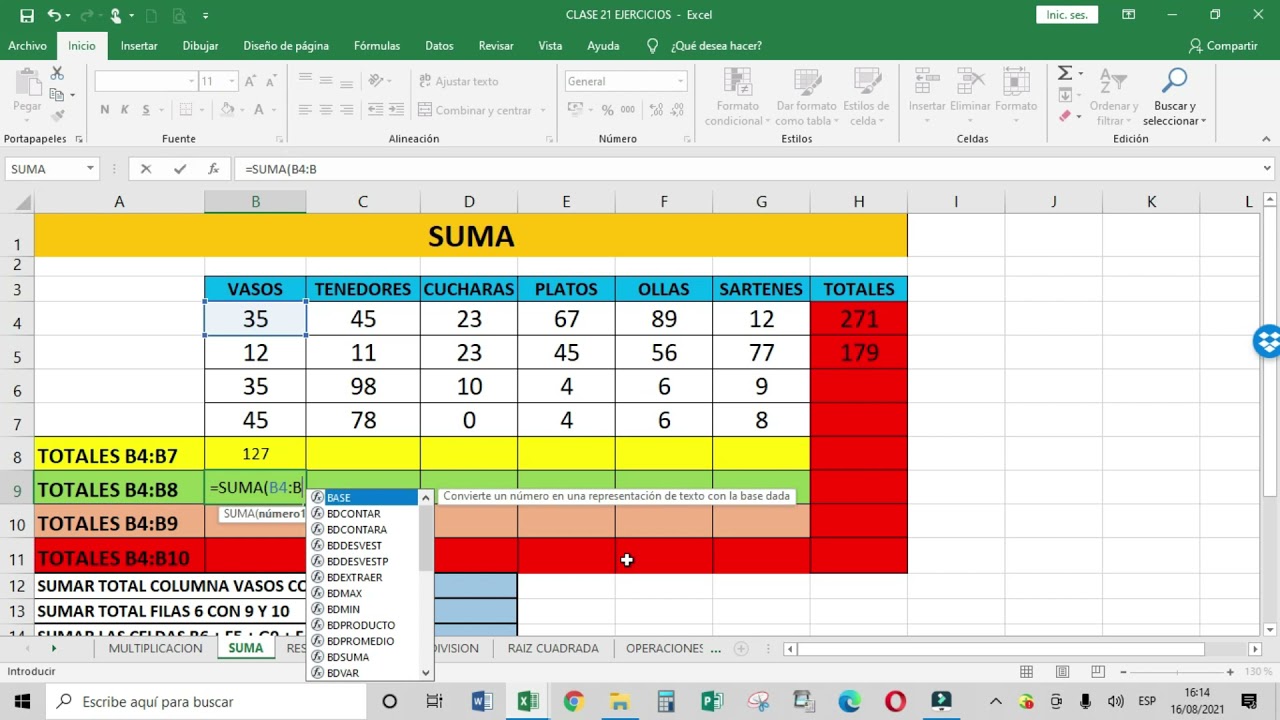 FÓRMULAS EN EXCEL  SUMA, RESTA, MULTIPLICACIÓN Y DIVISIÓN