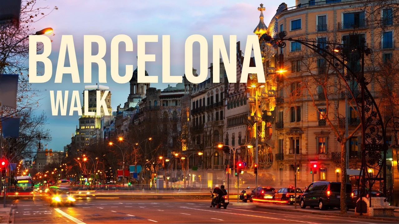 🌙 Barcelona Evening Walk in the City Center | 4K Walking Tour