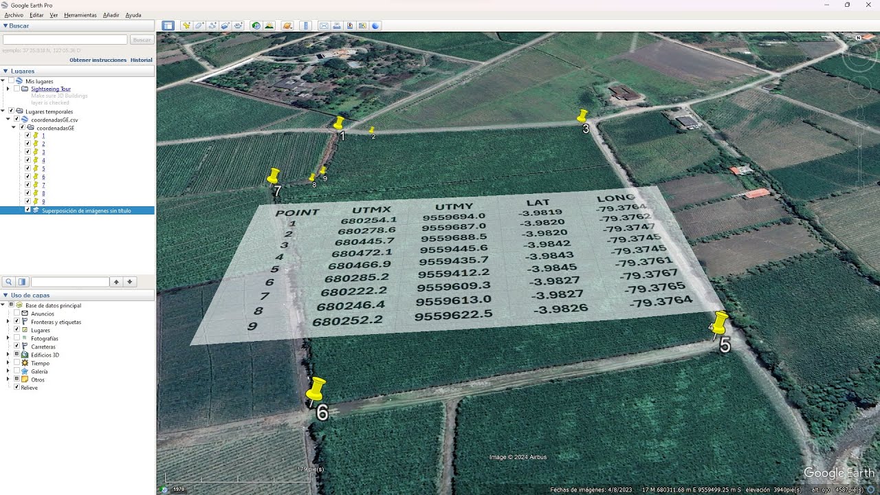 Agregar coordenadas UTM Google Earth Pro