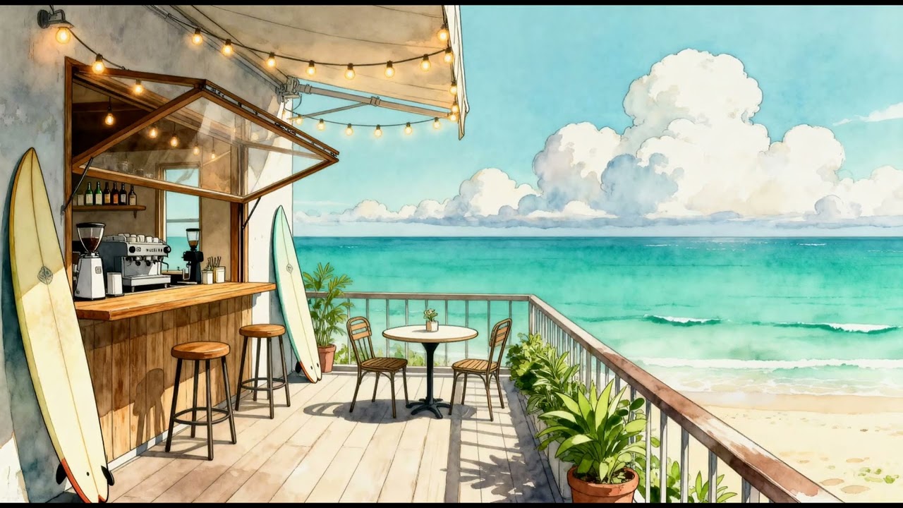 Seaside Surf Café LoFi 🌊☕ | 2.5 Hours of Cozy Focus Music