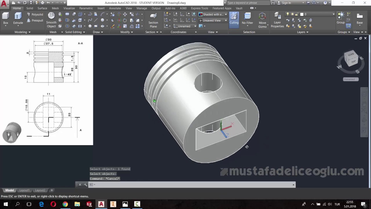 Autocad 3 Boyutlu Çizim (3) - Autocad Eğitimi / Autocad 3d modelling