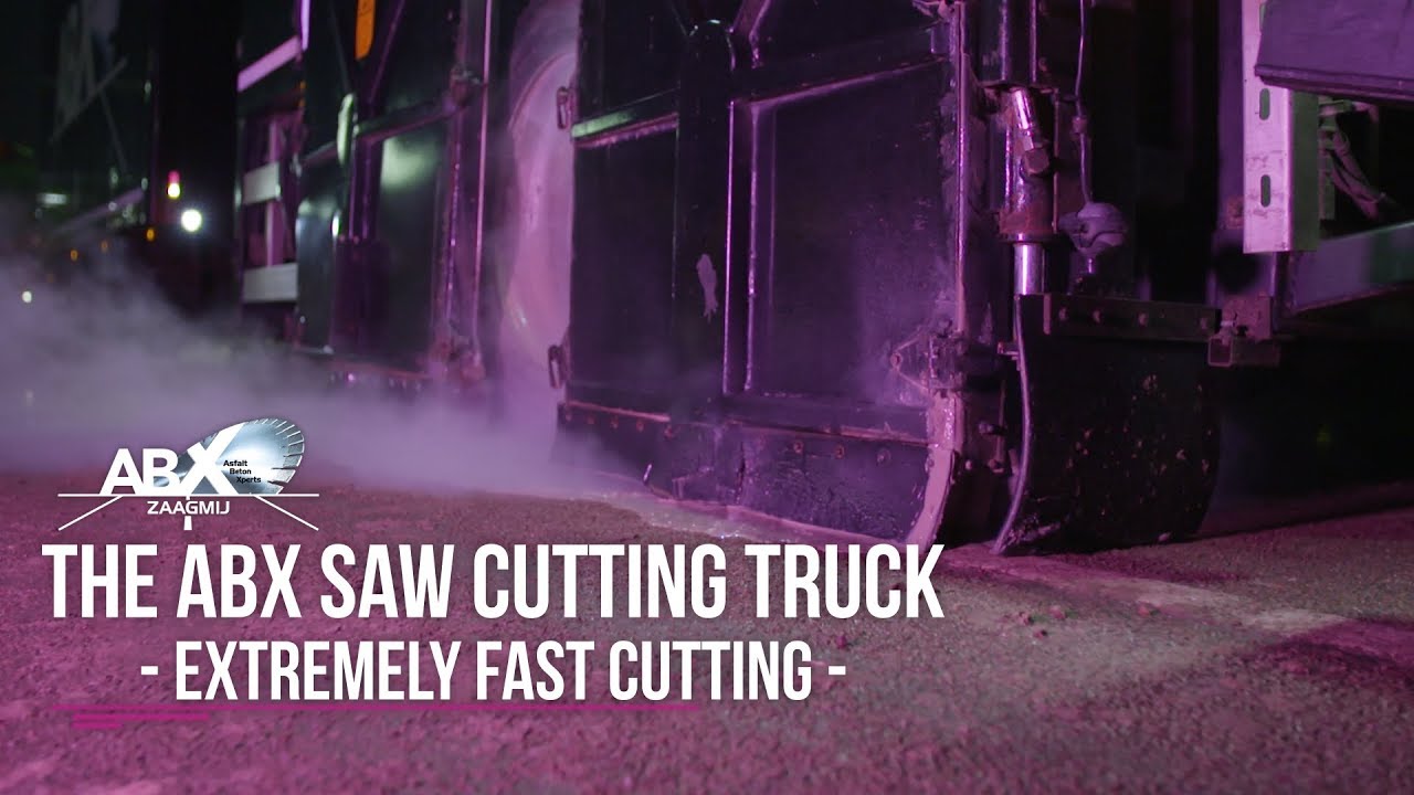 Extremely fast cutting of concrete and asphalt with the ABX cutting saw truck - ABX Zaagmij