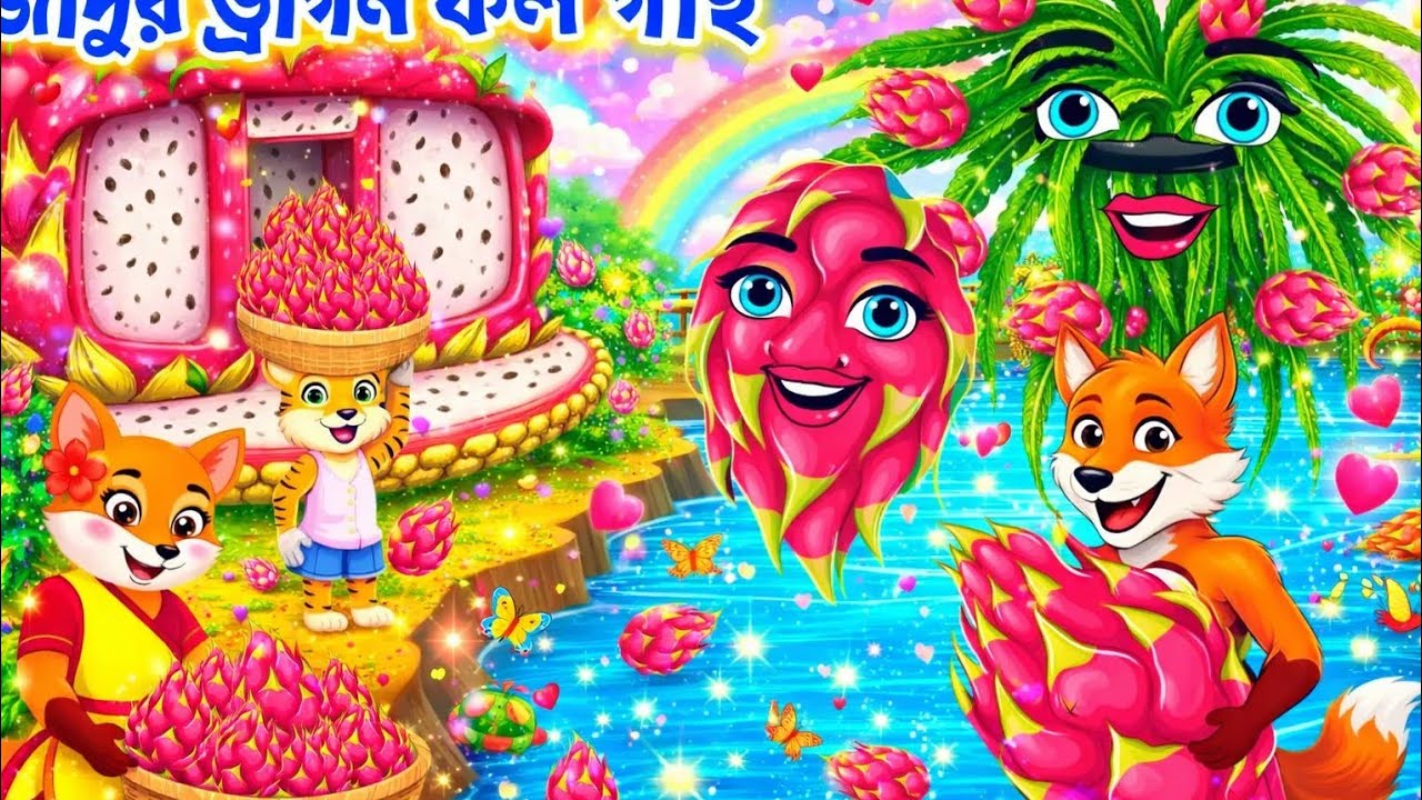 পুকুরে ড্রাগন ফল | Fox Cartoon | Bangla Cartoon | Siyaler Cartoon 