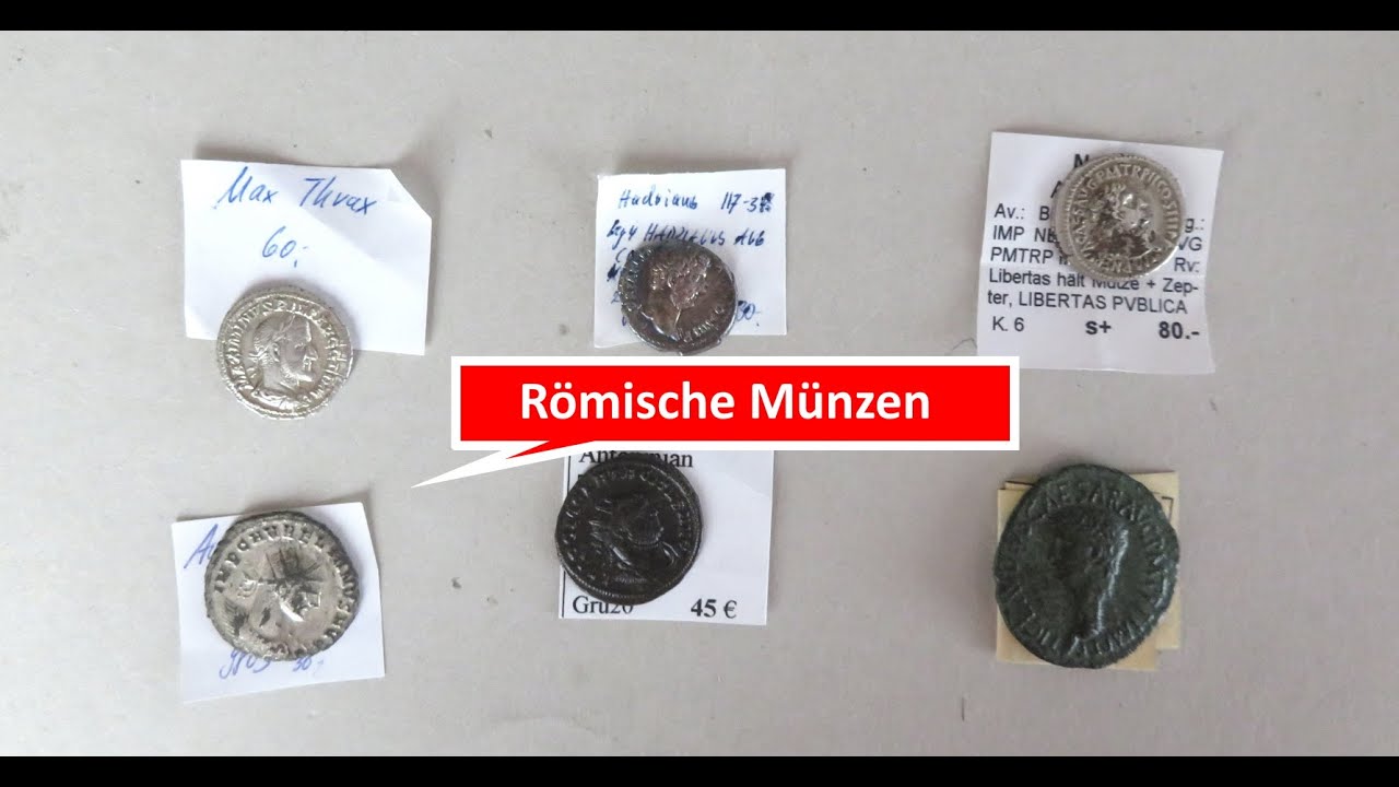 Römische Münzen bestimmen und deren Wert einschätzen mit Goldmünzen, Silbermünzen und Kupfermünzen
