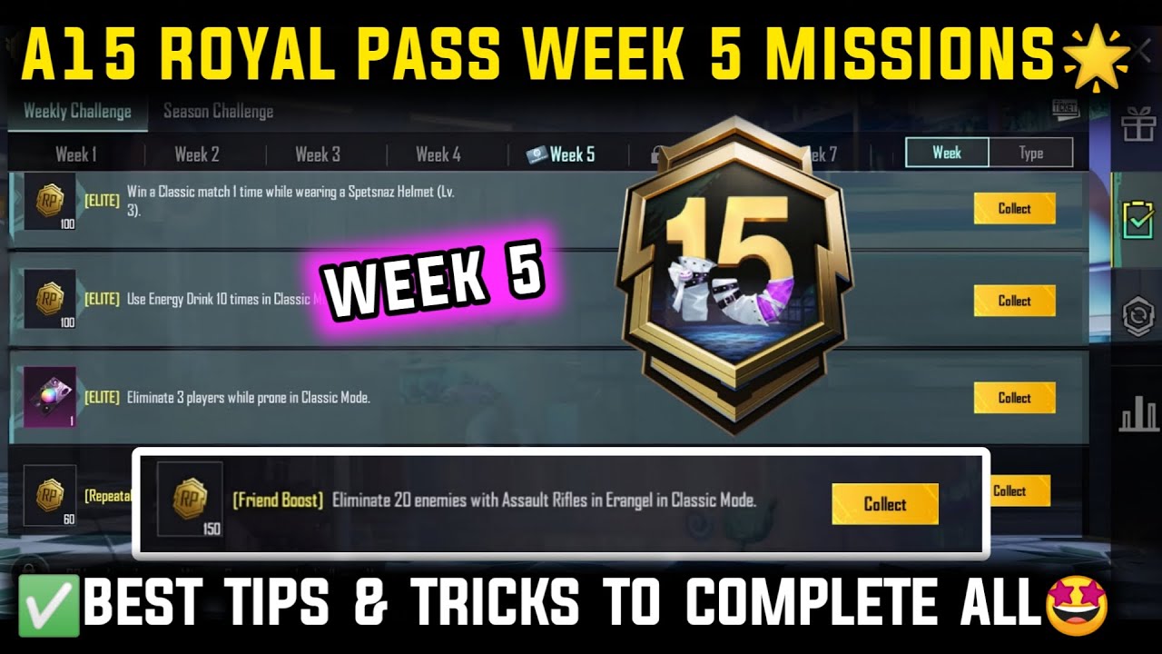 A15 WEEK 5 MISSION 🔴 PUBG WEEK 5 MISSION EXPLAINED 🔴 A15 ROYAL PASS WEEK 5 MISSION 🔴 C9S26 WEEK 5