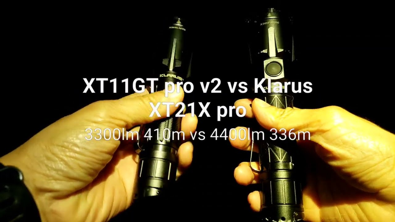 So sánh đèn pin Klarus XT21X Pro và Klarus XT11GT PRO V2 | test ánh sáng đèn pin phản ứng nhanh