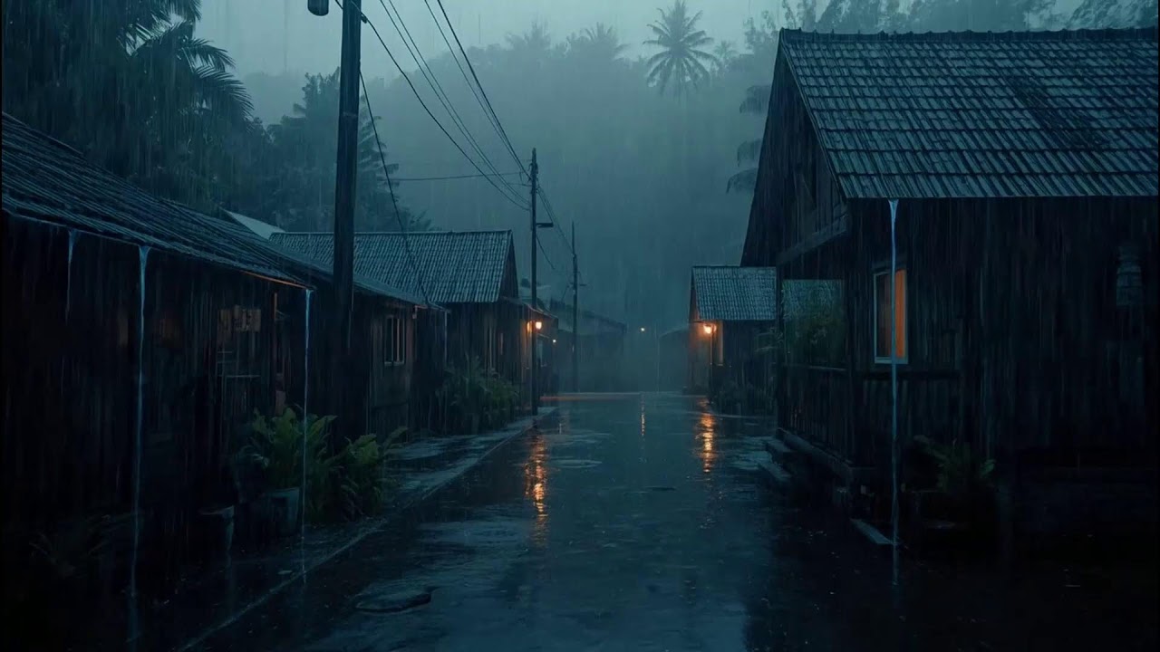 Relaxing Night Rainstorm Ambience | Soft Thunder Sleep Sounds